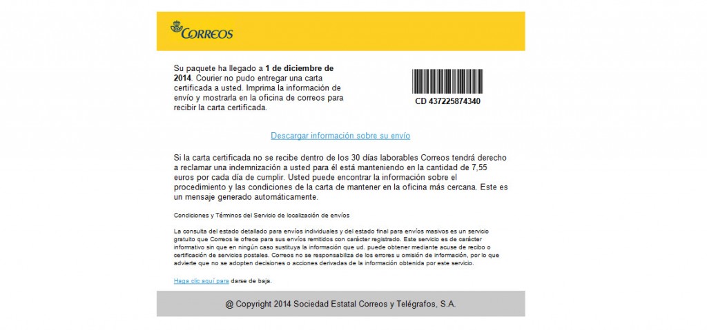 Cryptolocker Correos
