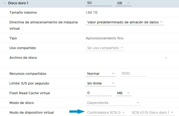 detalles vm error vmram